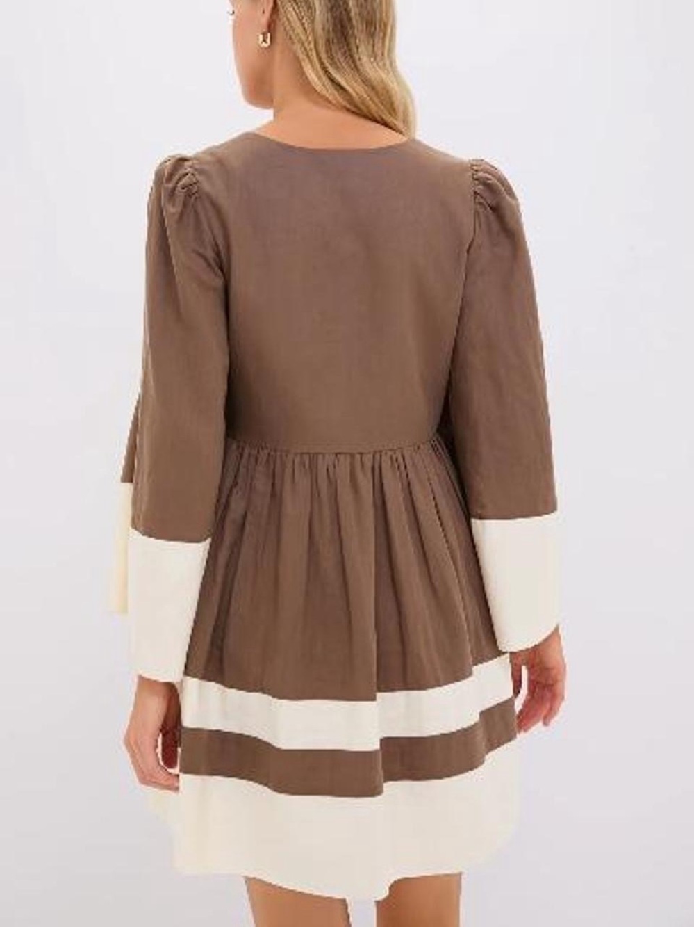 NWT TUCKERNUCK Mocha and Cream Cotton Linen Izzie Dress - Picture 3 of 8